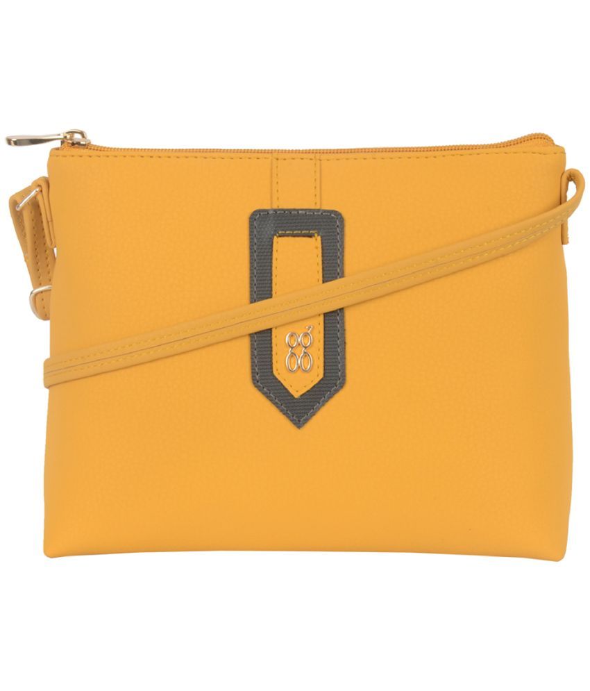     			Baggit Yellow Faux Leather Sling Bag