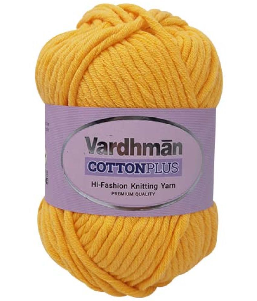     			Cotton Plus Knitting Yarn - Citrus Yellow (Pack of 5)