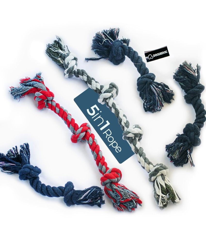     			DOGGIE DOG Attractive Twisted Cotton Poly Mix Chew Dog Rope Toys for Adult Large Dogs for Teething Suitable for Large Breed Aggressive chewers (5 Rope…MRP -997 (Including tax)