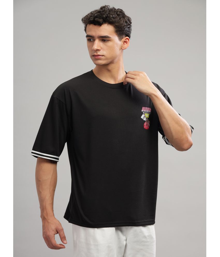     			Gritstones Cotton Blend Oversized Fit Solid Half Sleeves Men's T-Shirt - Black ( Pack of 1 )