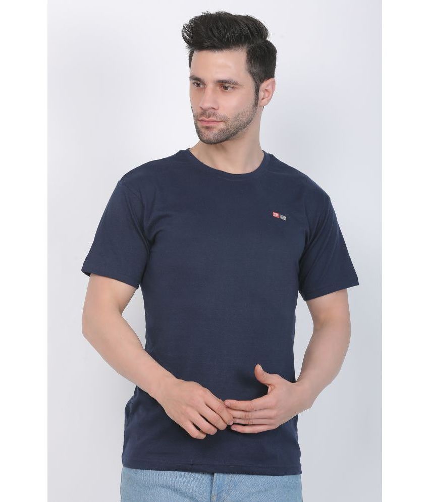     			Indian Pridee 100% Cotton Regular Fit Solid Half Sleeves Men's T-Shirt - Navy Blue ( Pack of 1 )