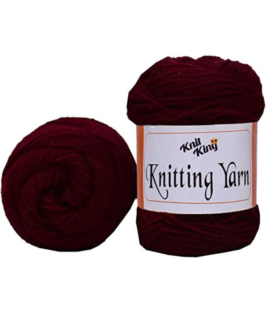     			KNIT KING 100% Acrylic Wool Mehroon 200 GMS Wool Ball Hand Knitting Wool/Art Craft Soft Fingering Crochet Hook Yarn, Needle Knitting Yarn Thread Dyed-X Art-AJAG