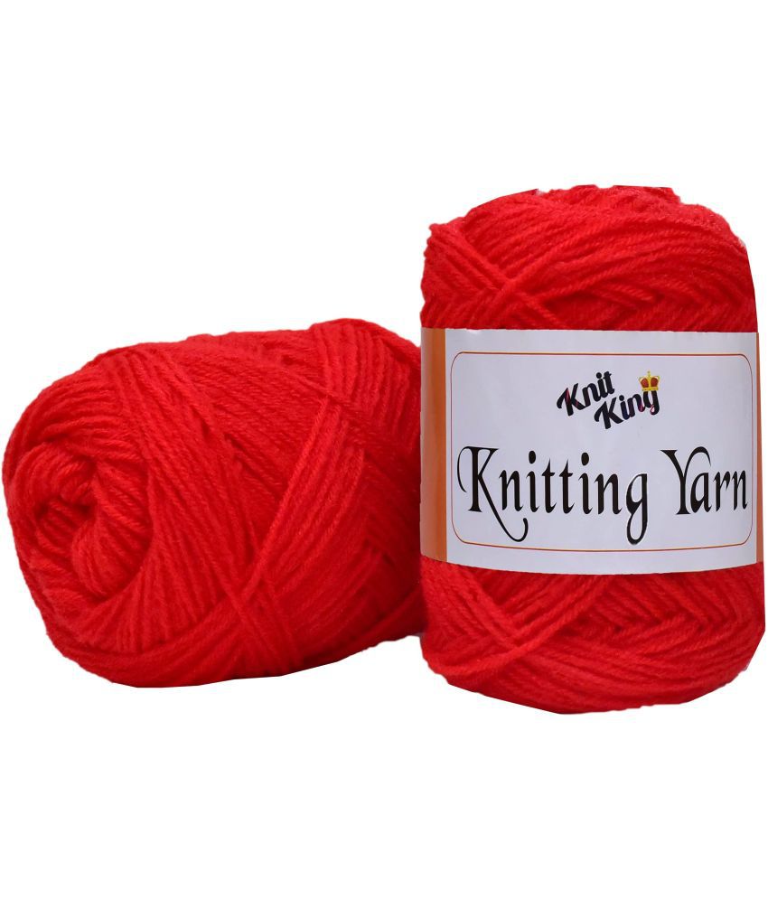     			KNIT KING 100% Acrylic Wool Candy Red 100 GMS Wool Ball Hand Knitting Wool/Art Craft Soft Fingering Crochet Hook Yarn, Needle Knitting Yarn Thread Dyed-A Art-AGB