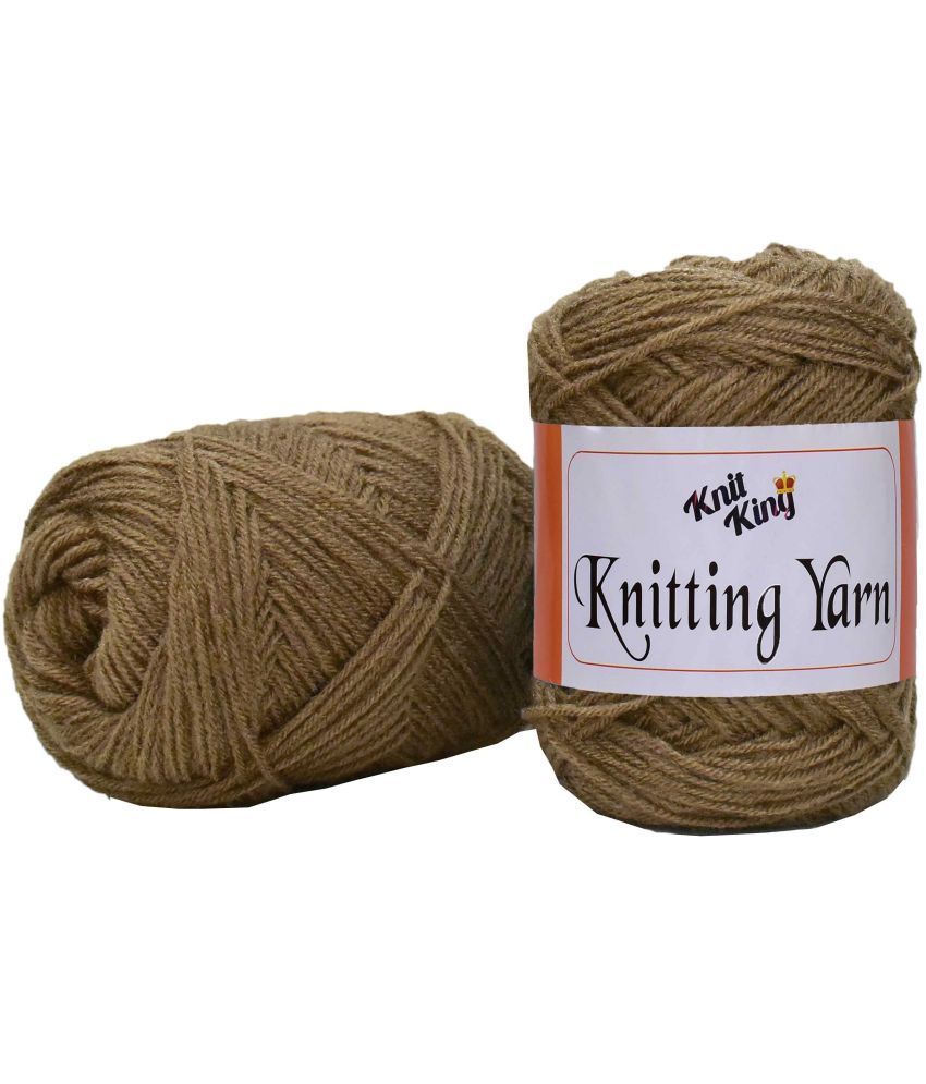     			KNIT KING 100% Acrylic Wool Brown 200 GMS Wool Ball Hand Knitting Wool/Art Craft Soft Fingering Crochet Hook Yarn, Needle Knitting Yarn Thread Dyed-H Art-AGA