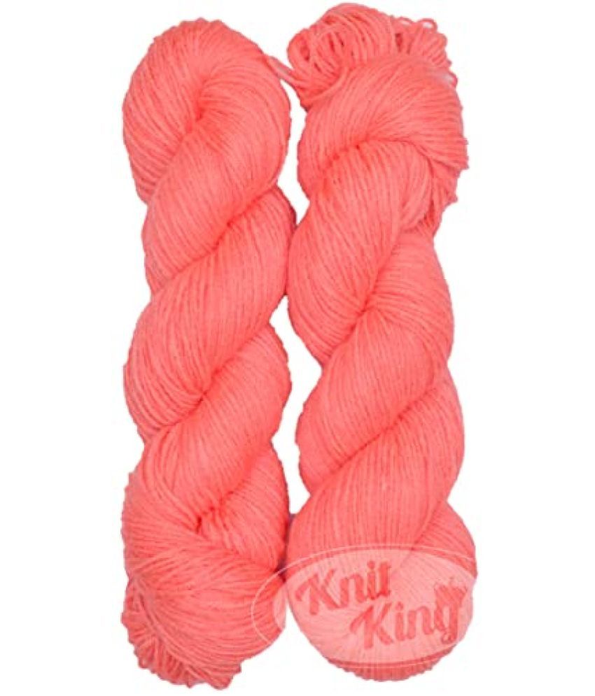     			KNIT KING Brilon Peach (300 gm) Wool Hank Hand Knitting Wool/Art Craft Soft Fingering Crochet Hook Yarn, Needle Knitting Yarn Thread dye JD