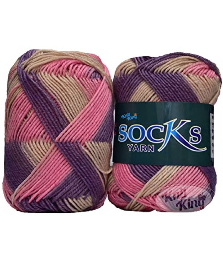     			KNIT KING Premium Socks high Strength Nylon Yarn Suitable for Socks, Accessories, and Home Decor. 300 gm Purple Berry Suitable for Both Crocheting & Knitting. P