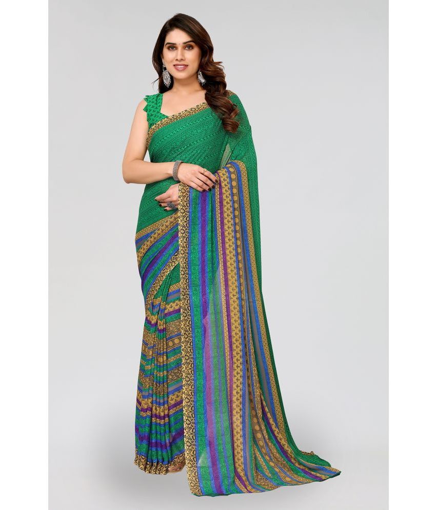     			Kashvi Sarees Georgette Printed Saree With Blouse Piece - Green ( Pack of 1 )