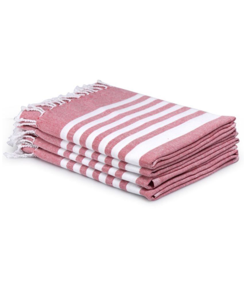     			Klotthe Cotton Striped Below 300 -GSM Bath Towel ( Pack of 4 ) - Red