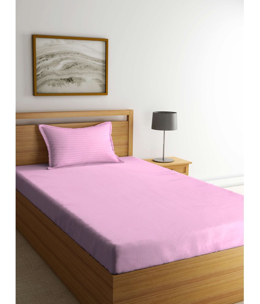     			Klotthe Poly Cotton Solid 1 Single Bedsheet with 1 Pillow Cover - Pink