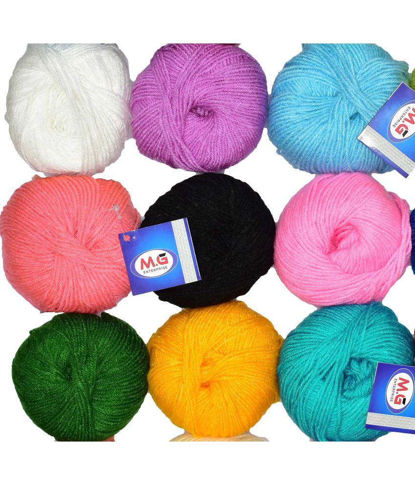     			M.G ENTERPRISE 100% Acrylic Wool Parrot Mix (Pack of 9) Baby Soft Wool Ball Hand Knitting Wool/Art Craft Soft Fingering Crochet Hook Yarn, Needle Knitting Yarn Thread Dyed … -A