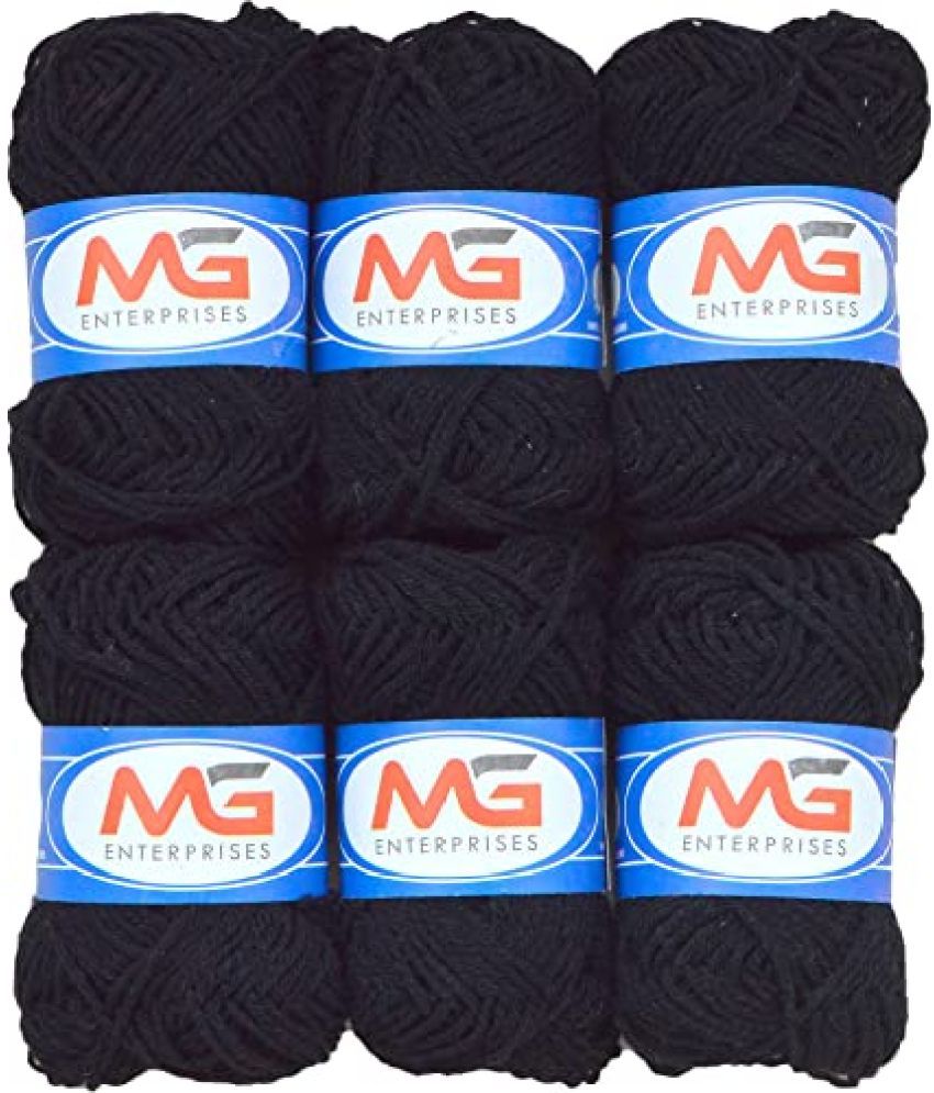     			M.G ENTERPRISE 100% Acrylic Wool Black 12 Pc M.G Ball Wool Ball Hand Knitting Wool/Art Craft Soft Fingering Crochet Hook Yarn- Art-DCH