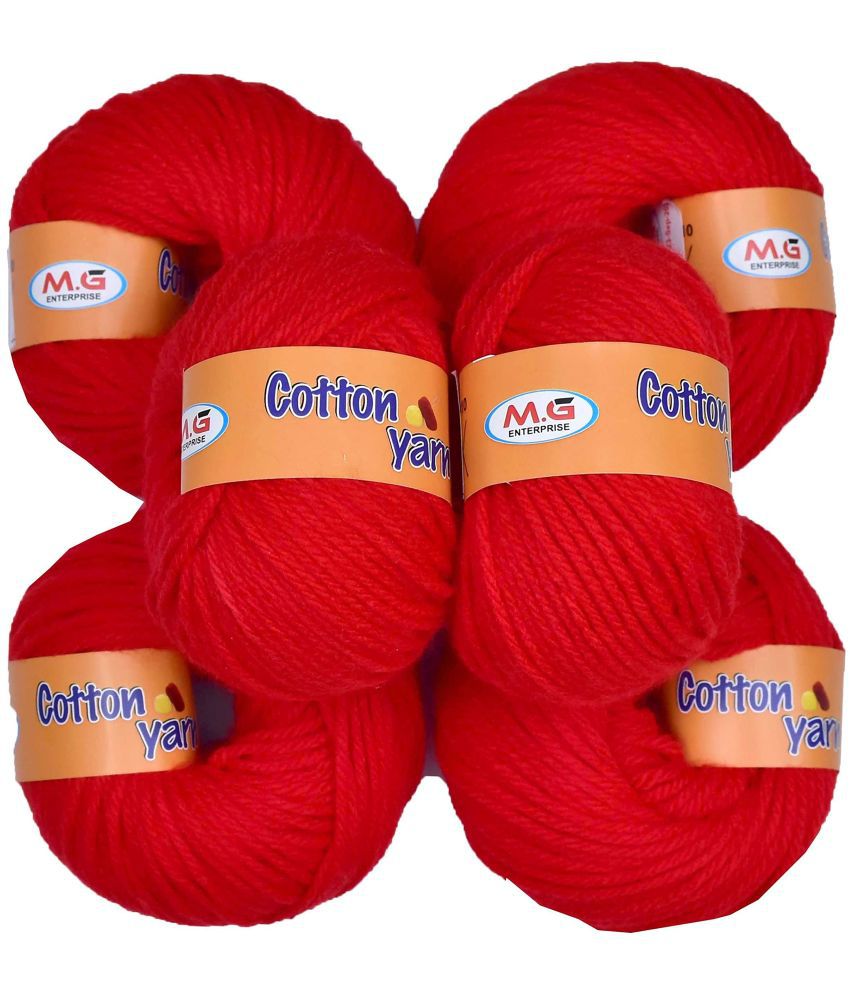     			M.G ENTERPRISE Cotton Yarn Candy Red (14 pc) Cotton Yarn 4 ply Wool Ball Hand Knitting Wool/Art Craft Soft Fingering Crochet Hook Yarn, Needle Knitting Yarn Thread Dyed