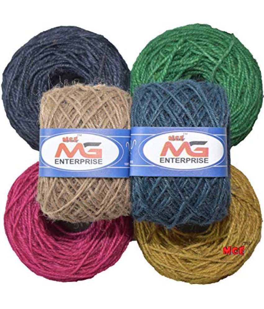     			M.G ENTERPRISE Jute Combo JCD 04 Colour Exclusive Twine Ball Threads String Rope 3 Ply 150 m (6 Colours / 25 m Each) for Creative Decoration