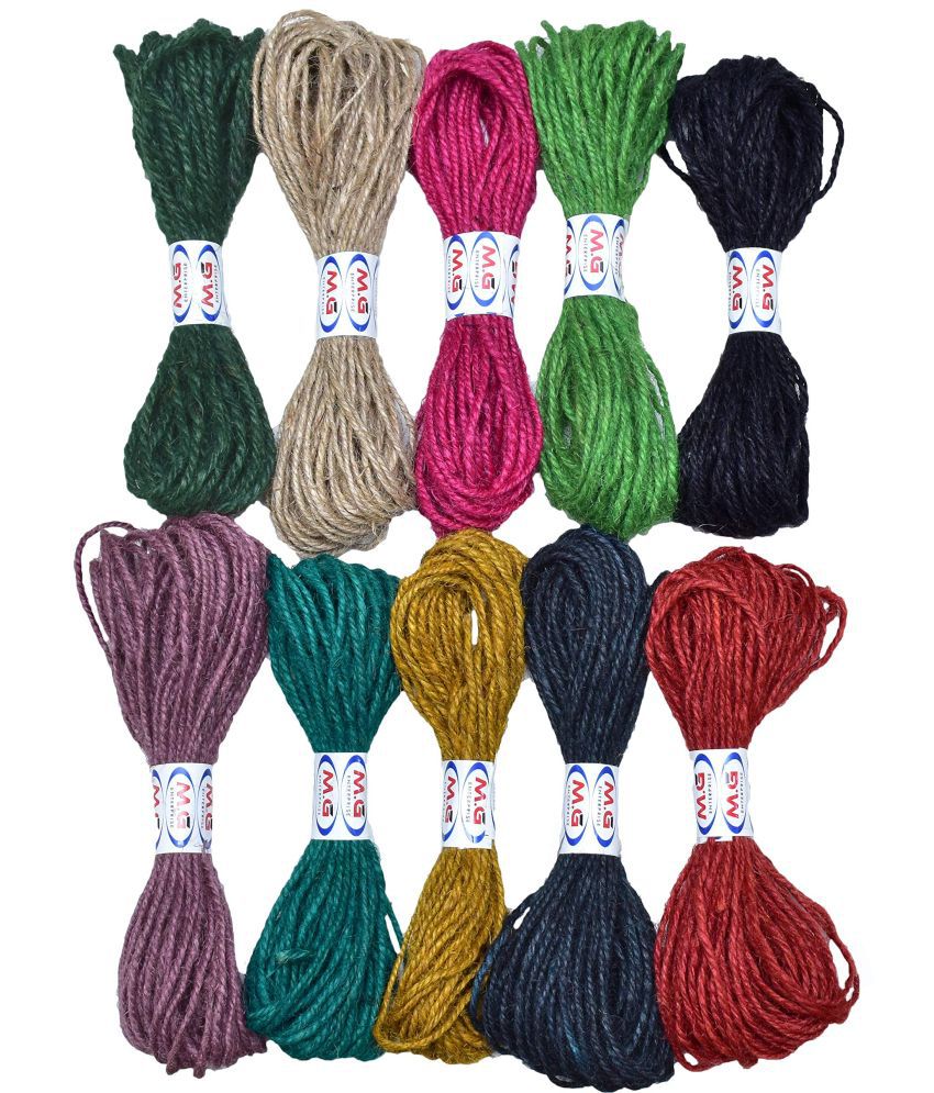     			M.G ENTERPRISE Jute Loops 30 pc (10m/pc Approx). JL 06 (3 pc Each Colour) 10 Colou Colour Exclusive Twine Ball Threads String Rope 3 Ply for Creative Decoration