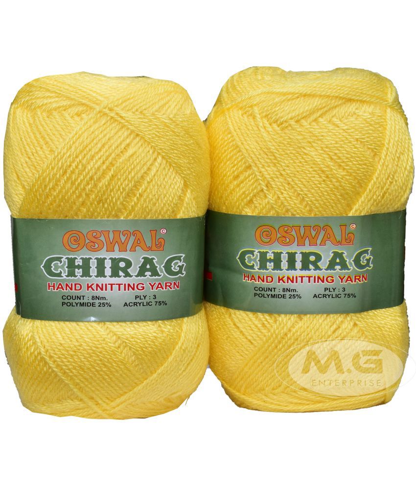     			M.G ENTERPRISE Os wal Chirag Kacha Pila (600 gm) Wool Ball Hand Knitting Art Craft Soft Fingering Crochet Hook Yarn, Needle Knitting