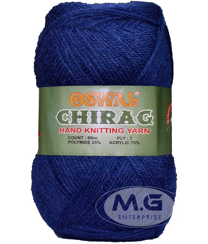     			M.G ENTERPRISE Os wal Chirag Navy (400 gm) Wool Ball Hand Knitting Wool/Art Craft Soft Fingering Crochet Hook Yarn, Needle Knitting Yarn Thread Dyed GG