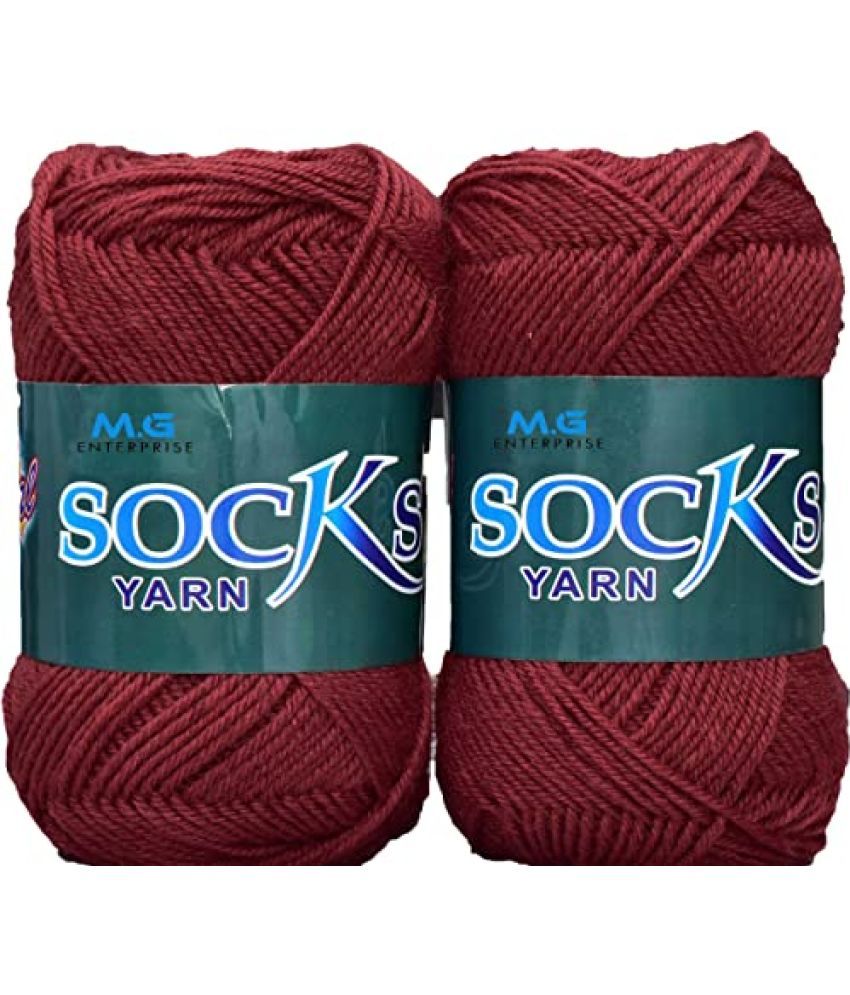     			M.G ENTERPRISE Premium Socks high Strength Nylon Yarn Suitable for Socks, Accessories, and Home Decor. 400 gm Mehroon, Suitable for Both Crocheting & Knitting. A