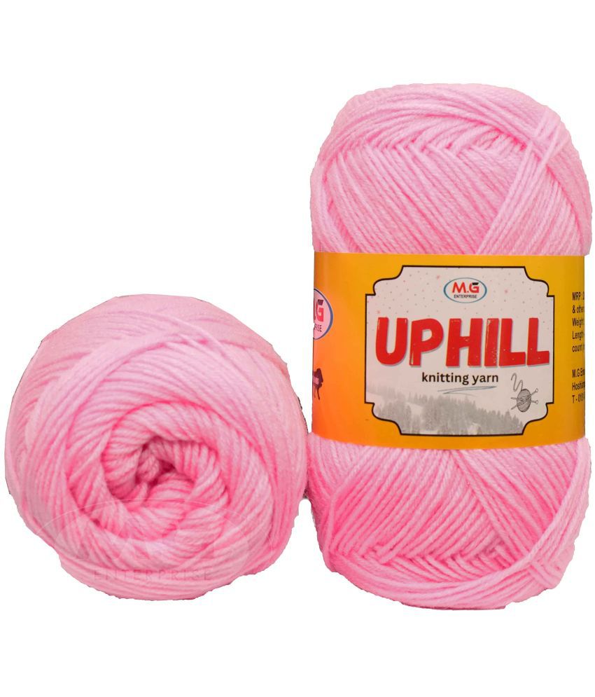     			M.G ENTERPRISE Uphill Deep Pink 400 GMS Wool Hank Hand Knitting Wool/Art Craft Soft Fingering Crochet Hook Yarn, Needle Knitting Yarn Thread Dyed- Art-AFAH