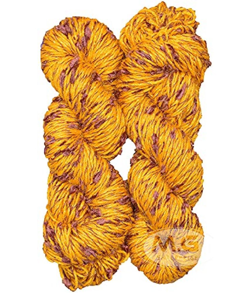     			M.G ENTERPRISE Veronica Yellow Brown (300 gm) Wool Hank Hand Knitting Wool/Art Craft Soft Fingering Crochet Hook Yarn, Needle Knitting Yarn Thread Dyed