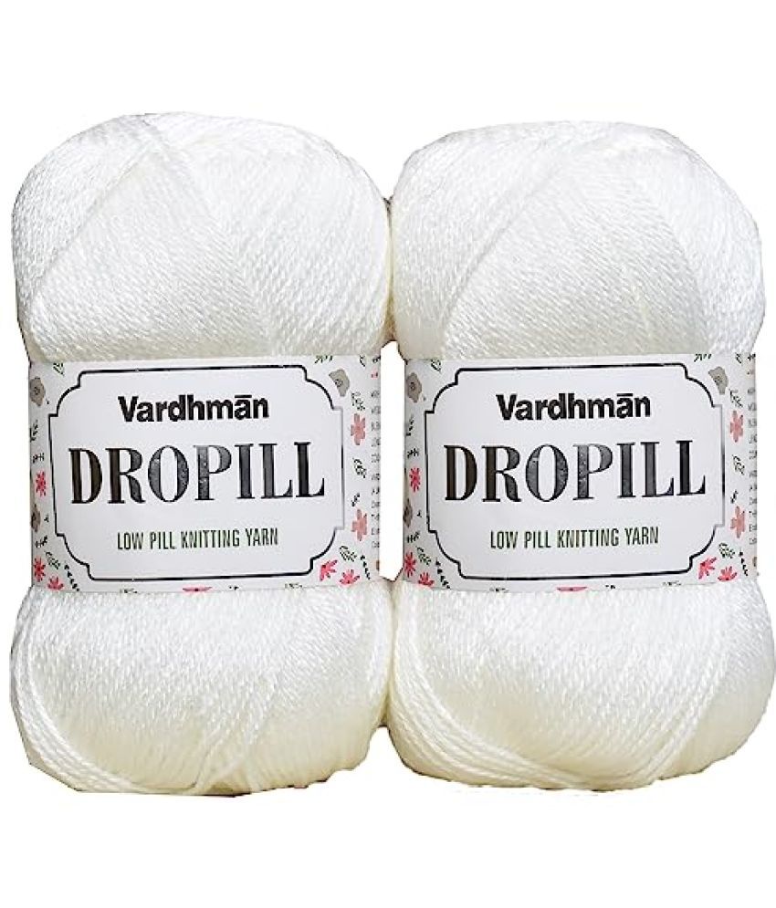     			M.G ENTERRPISE Dropill White 200 GMS Wool Ball Hand Knitting Wool/Art Craft Soft Fingering Crochet Hook Yarn, Needle Knitting Yarn Thread Dyed