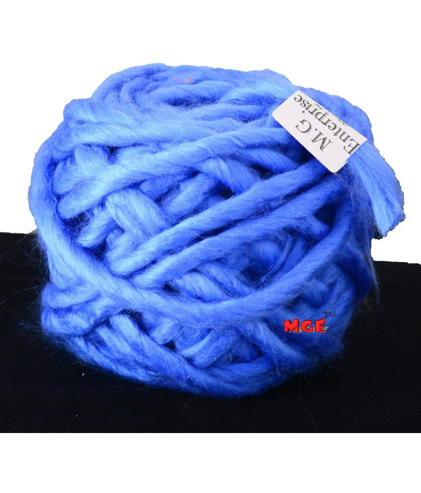     			M.G Enterprise Knitting Yarn Thick Chunky Roving Jumbo Wool, Blue 100 gm Best Used with Knitting Needles, Crochet Needles Roving Jumbo Wool Yarn for Knitting