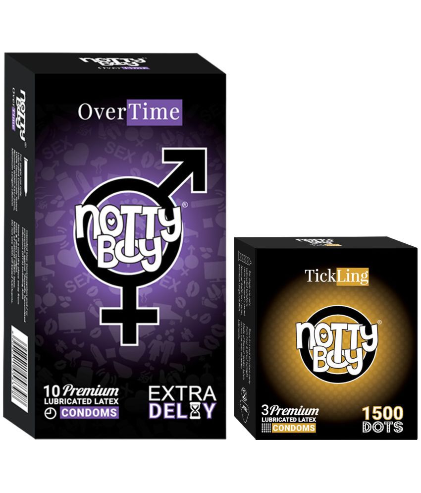     			NottyBoy 1500 Dots and Extra Delay Long Lasting Condoms - (Set of 2, 13 Pieces)