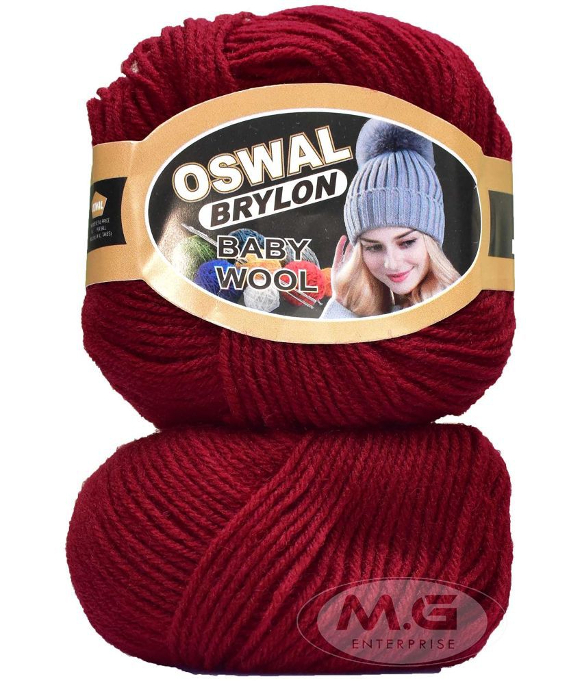     			Oswal 100% Acrylic Wool Deep Red 8 GMS Wool 4 ply Wool Ball Hand Knitting Wool/Art Craft Soft Fingering Crochet Hook Yarn- Art-AEBB