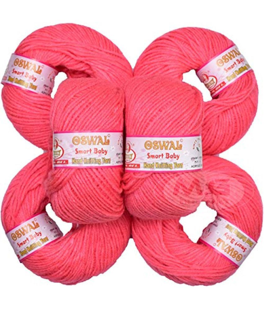     			Oswal 100% Acrylic Wool Gajri (6 pc) Smart Baby 4 ply Wool Ball Hand Knitting Wool/Art Craft Soft Fingering Crochet Hook Yarn, Needle Knitting Yarn Thread Dyed