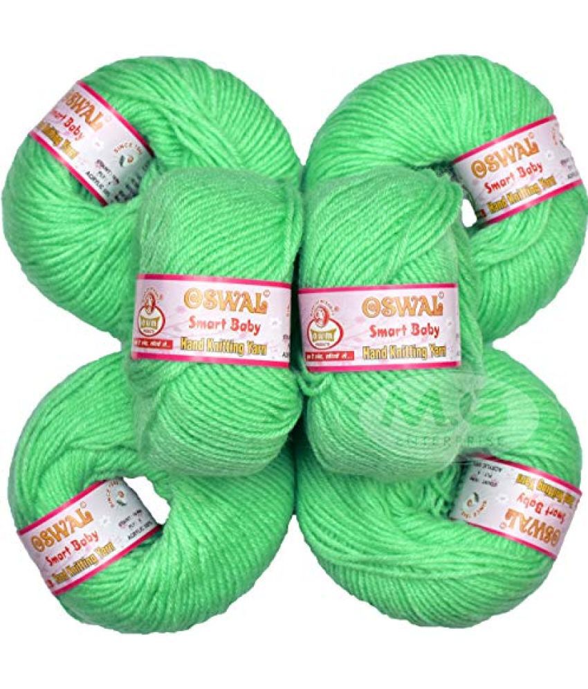     			Oswal 100% Acrylic Wool Grape Green (6 pc) Smart Baby 4 ply Wool Ball Hand Knitting Wool/Art Craft Soft Fingering Crochet Hook Yarn, Needle Knitting Yarn Thread Dyed