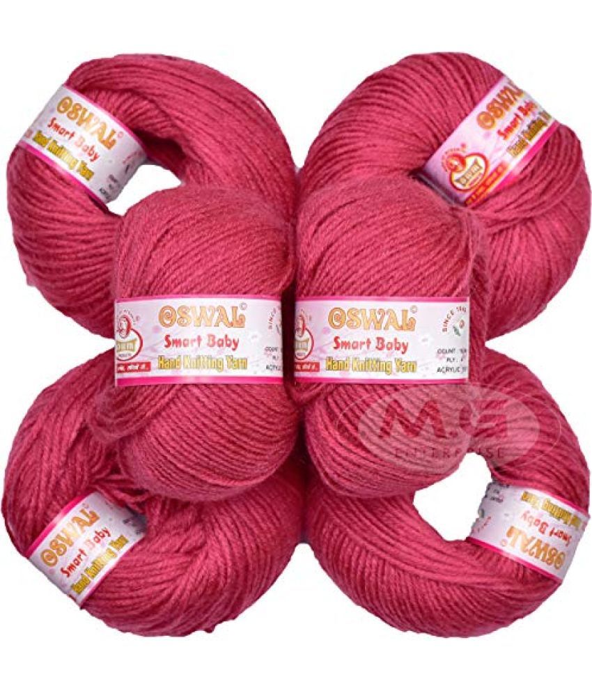     			Oswal 100% Acrylic Wool Rosy (6 pc) Smart Baby 4 ply Wool Ball Hand Knitting Wool/Art Craft Soft Fingering Crochet Hook Yarn, Needle Knitting Yarn Thread Dyed