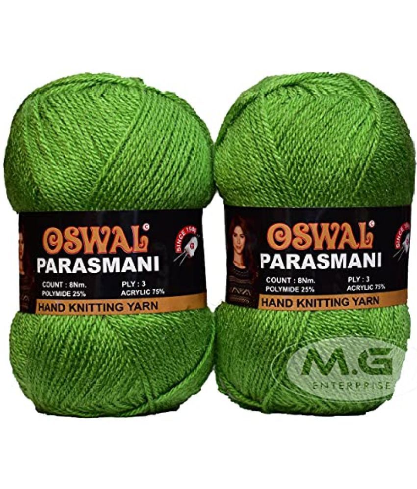    			Oswal 3 Ply Knitting Yarn Wool, Light Green 200 gm Best Used with Knitting Needles, Crochet Needles Wool Yarn for Knitting. by Oswal