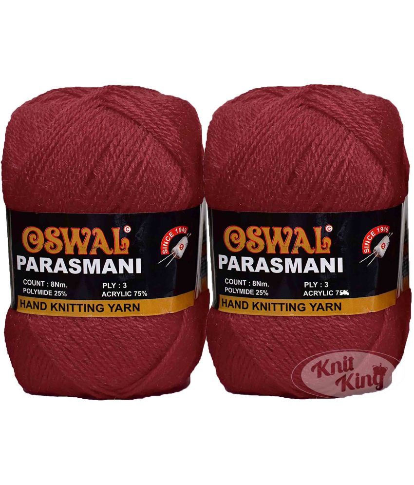     			Oswal 3 Ply Knitting Yarn Wool, Red 200 gm Best Used with Knitting Needles, Crochet Needles Wool Yarn for Knitting. by Oswal