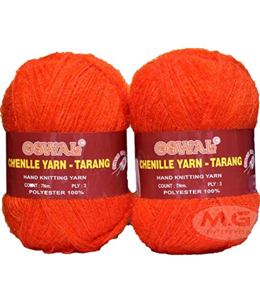    			Oswal Knitting Wool Yarn, Soft Tarang Feather Wool Ball Deep Orange 200 gm Best Used with Knitting Needles, Soft Tarang Wool Crochet NeedlesWool Yarn for Knitting. by Oswal