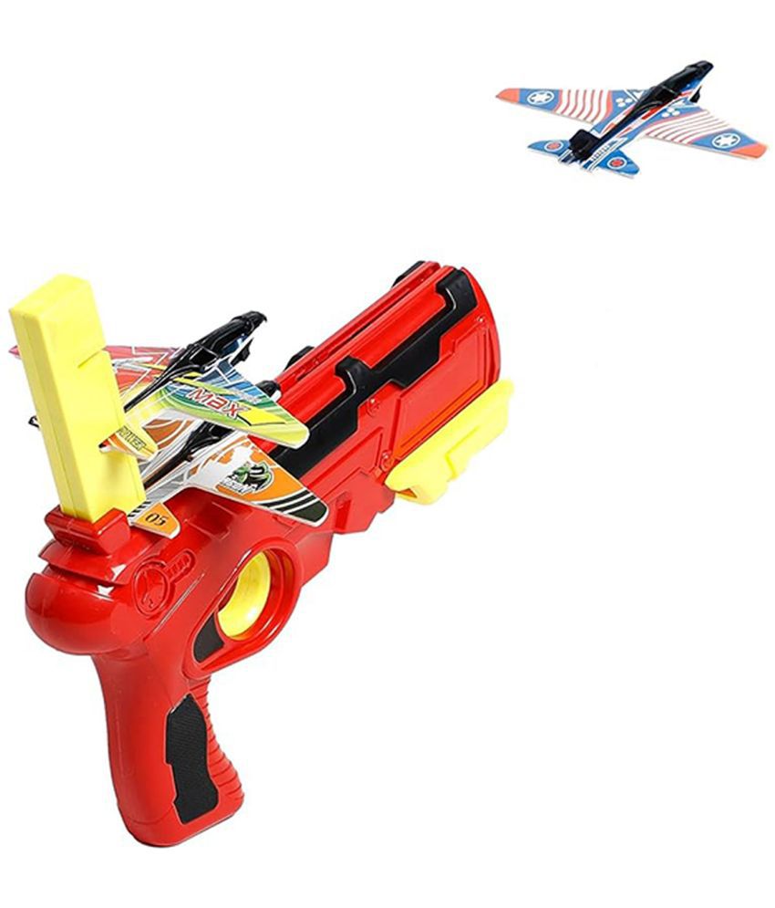     			Rainbow Riders Airplane Launcher Gun Toy for Kids 2+ Years Outdoor Fun Activity with 4 Foam Planes