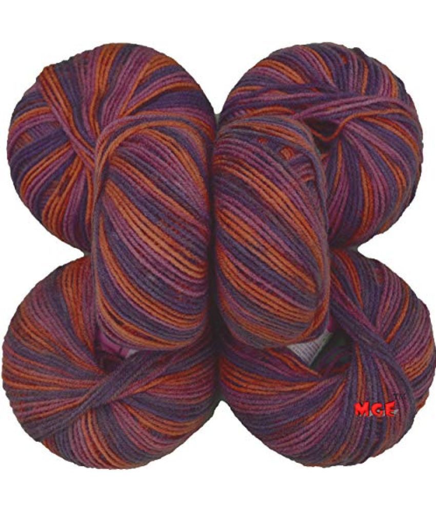     			Vardhman 100% Acrylic Wool Multi Violet (6 pc) Baby Soft Wool Ball Hand Knitting Wool/Art Craft Soft Fingering Crochet Hook Yarn, Needle Knitting Yarn Thread Dyed