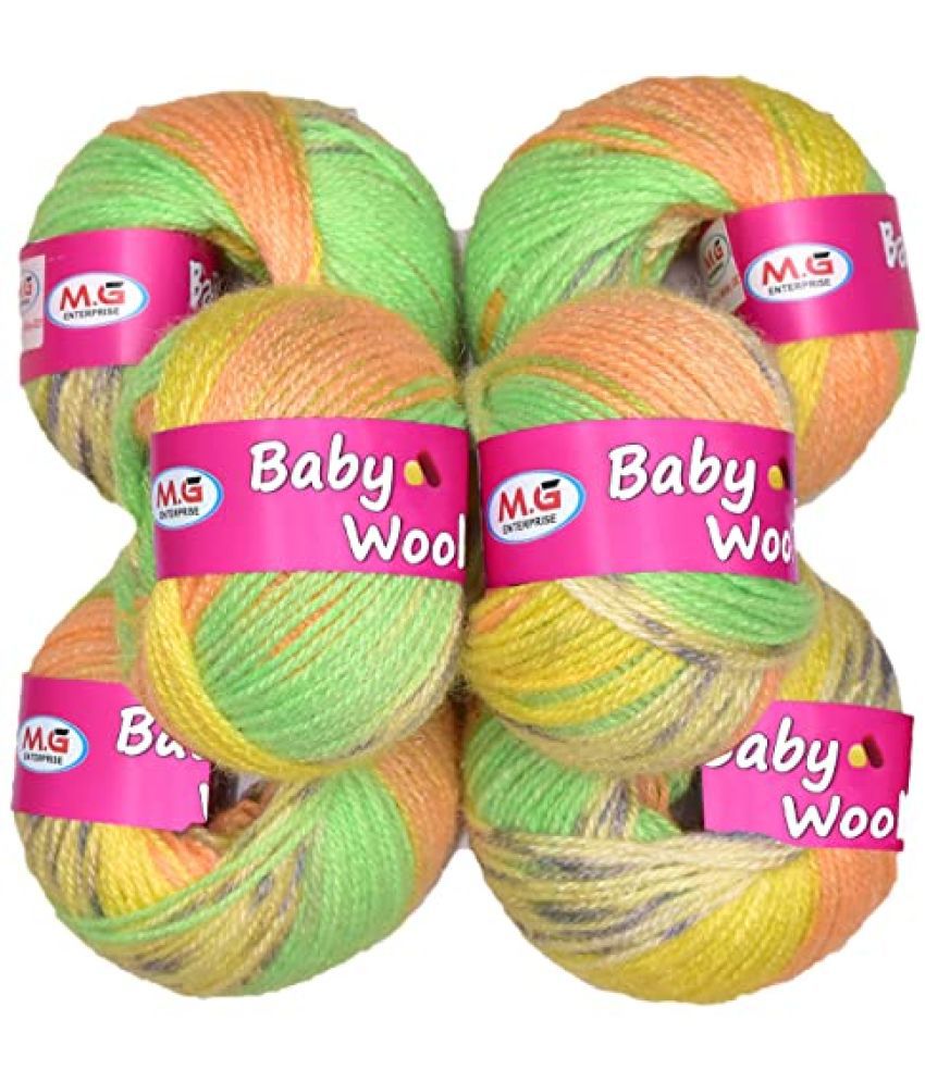     			Vardhman Baby Yarn 100% Acrylic Wool Gajri (6 pc) Baby Wool 4 ply Wool Ball Hand Knitting Wool/Art Craft Soft Fingering Crochet Hook Yarn, Needle Knitting Yarn Thread Dyed
