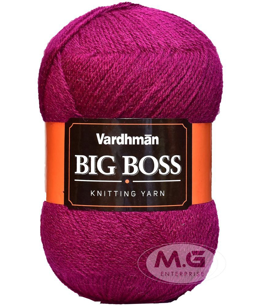     			Vardhman Bigboss Deep Magenta (600 gm) Wool Ball Hand Knitting Wool/Art Craft Soft Fingering Crochet Hook Yarn, Needle Knitting Yarn Thread Dyed