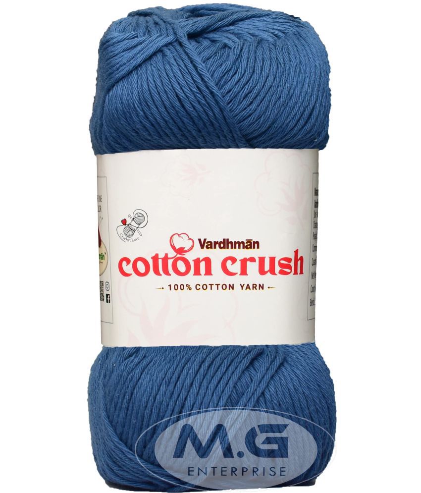     			Vardhman Cotton Crush 8-ply Airforce 400 GMS 100% Cotton Ball Hand Knitting Cotton/Art Craft Soft Fingering Crochet Hook Yarn, Needle Knitting Yarn Thread Dyed-DC Art-AFCD
