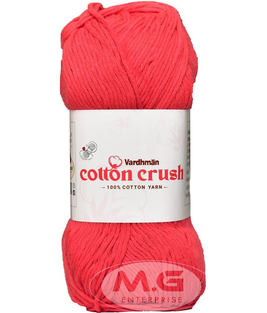     			Vardhman Cotton Crush 8-ply Red 600 GMS 100% Cotton Ball Hand Knitting Cotton/Art Craft Soft Fingering Crochet Hook Yarn, Needle Knitting Yarn Thread Dyed-CC Art-AFCC