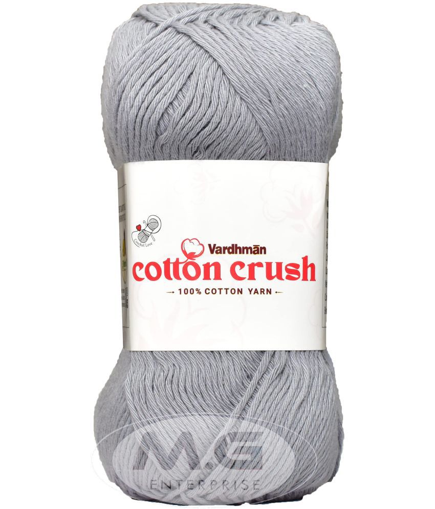     			Vardhman Cotton Crush 8-ply Steel Grey 600 GMS 100% Cotton Ball Hand Knitting Cotton/Art Craft Soft Fingering Crochet Hook Yarn, Needle Knitting Yarn Thread Dyed-GC Art-AFCG
