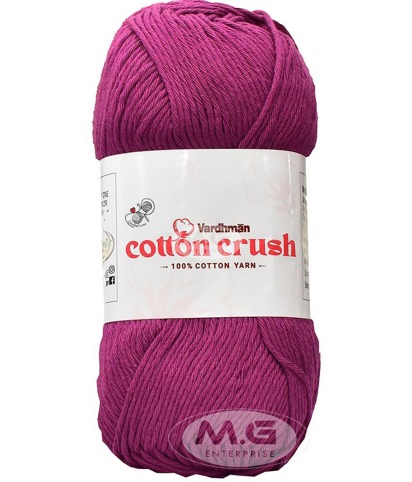     			Vardhman Cotton Crush 8-ply Deep Magenta 400 GMS 100% Cotton Ball Hand Knitting Cotton/Art Craft Soft Fingering Crochet Hook Yarn, Needle Knitting Yarn Thread Dyed-DO Art-AFEG