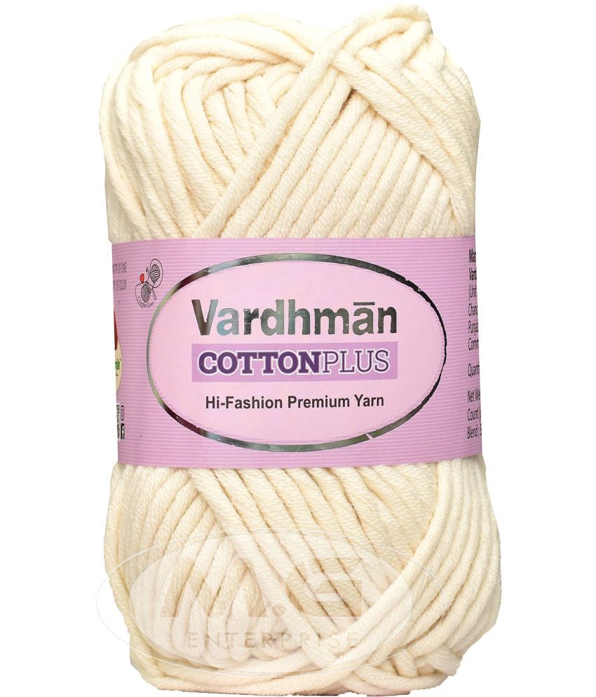     			Vardhman Cotton Plus 16-ply Light Skin 400 GMS 51% Cotton, 49% Acrylic Ball Hand Knitting Cotton/Art Craft Soft Fingering Crochet Hook Yarn, Needle Knitting Yarn Thread Dyed- Art-AFDC