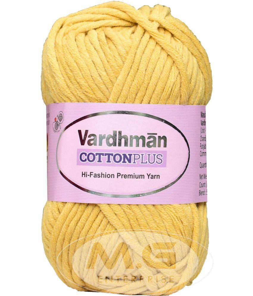     			Vardhman Cotton Plus 16-ply Mustard 400 GMS 51% Cotton, 49% Acrylic Ball Hand Knitting Cotton/Art Craft Soft Fingering Crochet Hook Yarn, Needle Knitting Yarn Thread Dyed- Art-AFDD