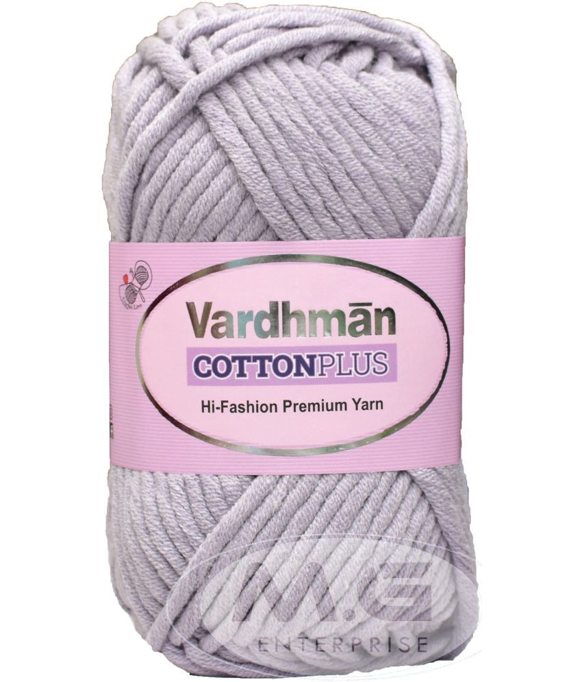     			Vardhman Cotton Plus 16-ply Mild Purple 600 GMS 51% Cotton, 49% Acrylic Ball Hand Knitting Cotton/Art Craft Soft Fingering Crochet Hook Yarn, Needle Knitting Yarn Thread Dyed- Art-AFEJ
