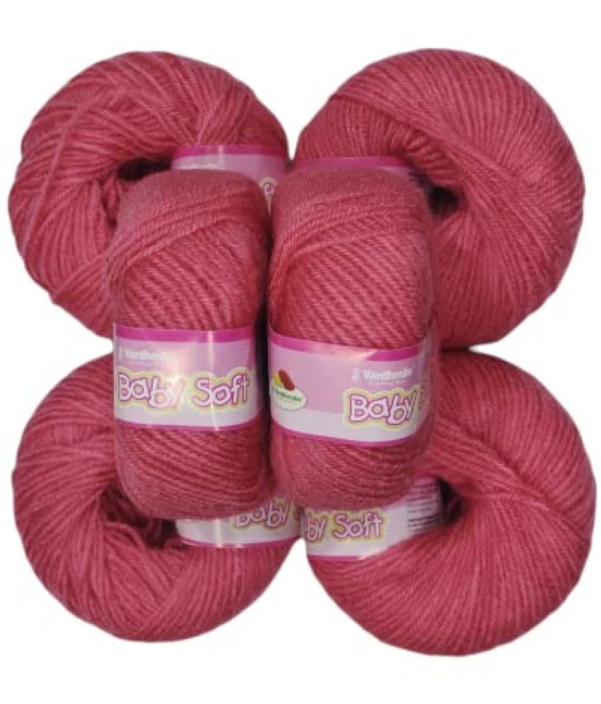     			Vardhman Kintting Yarn 100% Acrylic Wool (Rust Pink) (6 PC) Baby Soft 4 ply Wool Ball Hand Knitting Wool/Art Craft Soft Fingering Crochet Hook Yarn, Needle Knitting Yarn Thread Dyed Shade no-14