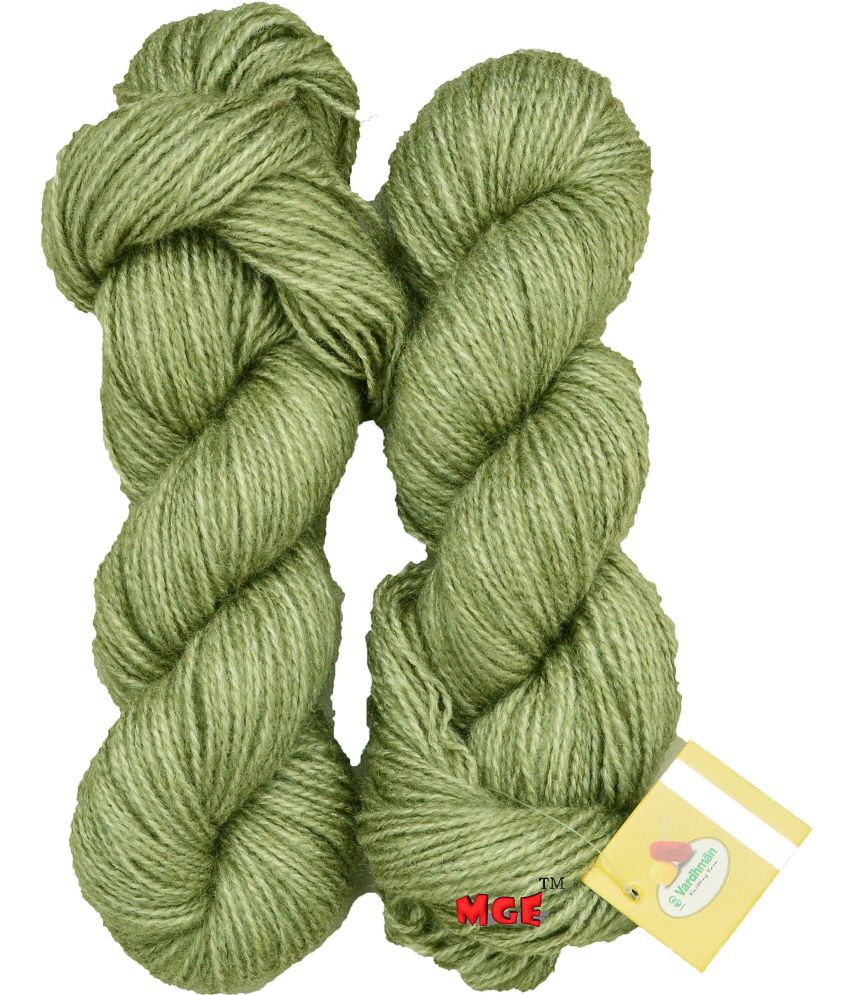     			Vardhman Mohir Plus Green Wool Hand Knitting Wool/Art Craft Soft Fingering Crochet Hook Yarn, Needle Acrylic Knitting Yarn Thread Dyed 400 gm
