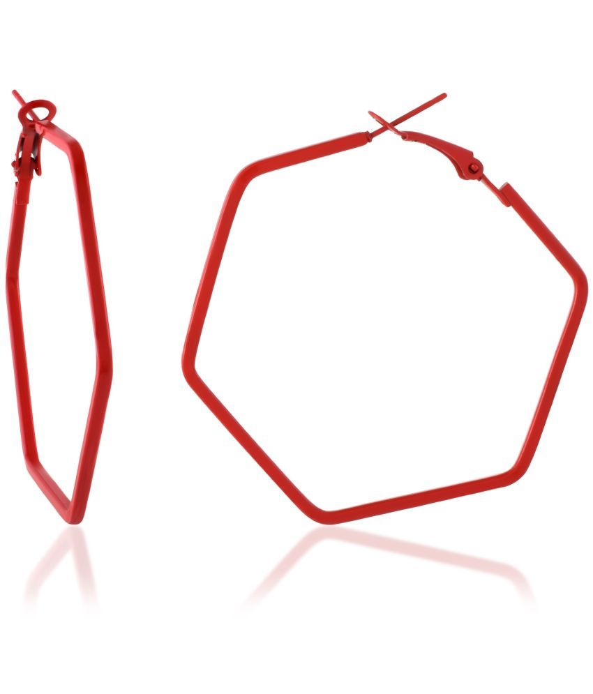     			ADMIER Red Hoops Earrings ( Pack of 1 )