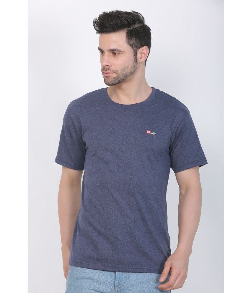     			Indian Pridee 100% Cotton Regular Fit Self Design Half Sleeves Men's T-Shirt - Blue ( Pack of 1 )