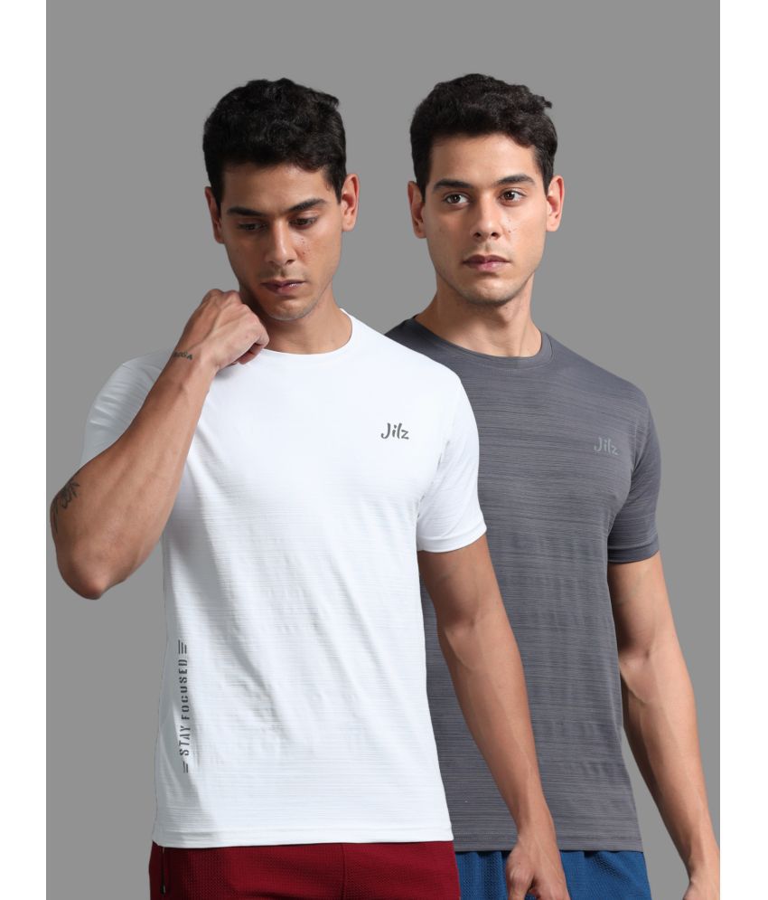     			JILZ Polyester Regular Fit Printed Half Sleeves Men's T-Shirt - Multicolor ( Pack of 2 )