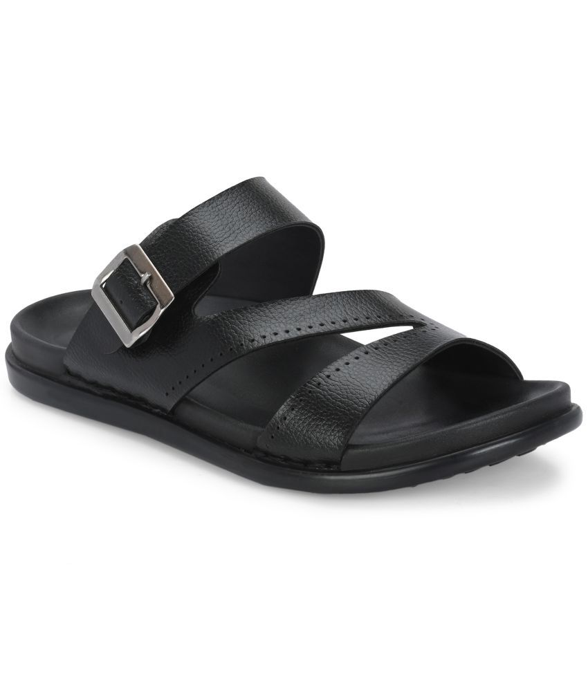     			Leeport Black Men's Leather Slipper